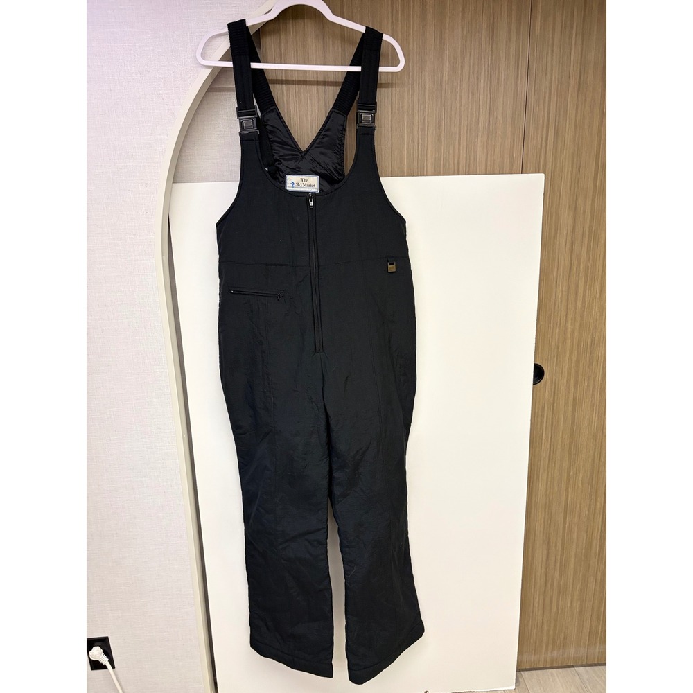 90s Vintage Gorpcore Snow Bib Overalls The Ski Market Women XL Black Winter